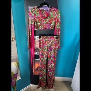 Vibrant Paisley Two-Piece 60’s Costume Set